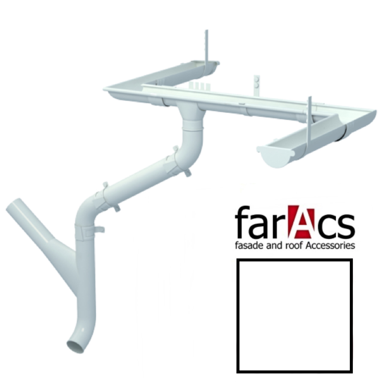 Металлический водосток Faracs 125/90 RAL 9003 (сигнальный белый) цена,  купить в Москве от производителя в официальном интернет-магазине  «КровлинДом»