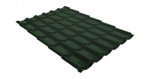 Металлочерепица Grand Line Classic 0,5 Velur X RAL 6020 хромовая зелень