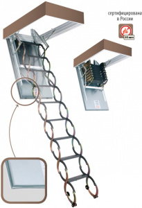 Металлическая огнестойкая чердачная лестница Fakro LSF, 70x80x280-300