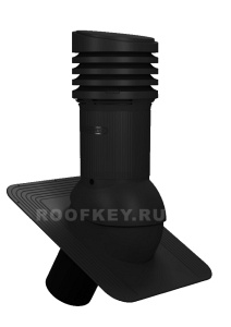 Вентиляционный выход WiroVent EVO E02 изолированный D125/110 Н 447 для гибкой кровли (при монтаже), RAL 9005 Черный