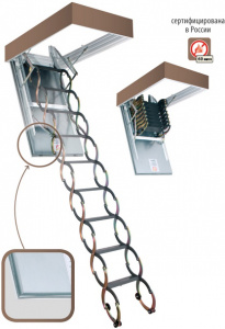 Металлическая огнестойкая чердачная лестница Fakro LSF, 50x80x280-300