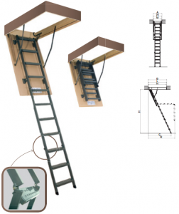 Складная металлическая чердачная лестница Fakro LMS, 70x120x280