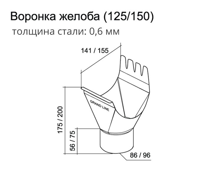 Воронка водосточная чертеж